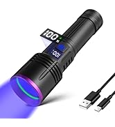 365nm UV Flashlight Rechargeable Black Light Flashlight Powerful, LCD Display Handheld UV Light f...