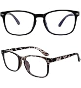 Haakong 2 Packs Square Blue Light Glasses Unisex Glasses Lightweight Eyeglasses for Women Hallowe...