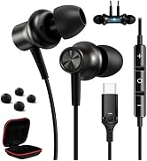 USB C Headphones for Samsung S25 S24 FE Galaxy A17,Magnetic HiFi in Ear Type C Earphone Noise Can...