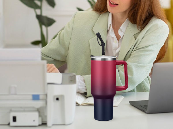 40 oz tumbler handle straw leak-proof vacuum insulated travel mug cup