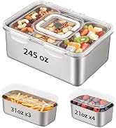 8 PCS Large Stainless Steel Food Storage Containers with Lid and Handle | Snackle Box Container f...