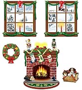 Beistle 5 Piece Printed Plastic Indoor Christmas Decorations Holiday Photo Booth Background, 15" ...