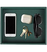 HofferRuffer Faux Leather Decorative Tray, Elegant Desktop Storage Organizer, Decorative Catchall...