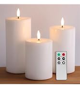 Girimax White Flameless Pillar Candles with Remote, Halloween LED Candles Battery Operated, Real ...