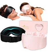 Silk Sleep Mask for Women & Men, 3D Blackout Eye Masks for Sleep, 2 Pack | Deep Cups, Zero Eye Pr...