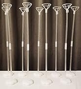 Clear Transparent Balloon Sticks and Stands 10pc set, holders, reusable balloon sticks for table ...