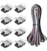 SUPERNIGHT 5 Pin LED Connector 8 Pack for Non-Waterproof 12mm RGBW RGBWW 5050 LED Strip Lights, S...