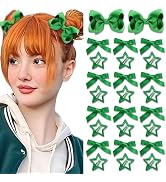 STGDAK 26 Pcs Hair Bows Green Bow For Girls Grosgrain Star Clips Cute Ribbon Bowknot Mini Star Ha...