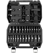 TILIBOTE 3/8" Impact Socket Set,74pcs Drive 6-Point Deep Socket Wrench Set With 72 Tooth Count Ra...