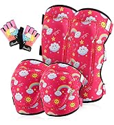 Kids/Youth Knee and Elbow Pads with Bike Gloves,Upgraded 6 in 1 Full Soft Elbow Pads Guards Prote...