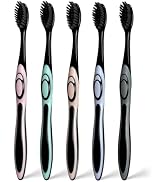 COCOBURI Charcoal Toothbrush 5 Pack-Extra Soft Bristles for Adults-