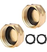 Sanpaint 2 Pack Garden Hose End Caps with Washers, Brass Spigot Cap, 3/4" Female End Cap