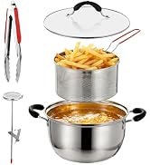 4 Pcs Deep Fryer Pot with Basket, 304 Stainless Steel Fryer Includes 6QT Pot for Frying, Steaming...