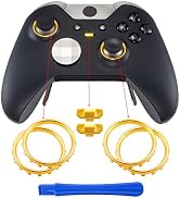 eXtremeRate Matte Chrome Gold Accent Rings Accessories for Xbox One Elite Controller, Replacement...