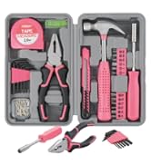 Hi-Spec Pink Household DIY Tool Kit for Women. Small Mini Tool Box Set