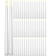 Funtery 48 Pcs Flameless LED Taper Candles Fake Candles Battery Operated Candles Bulk 11 Inch Fli...
