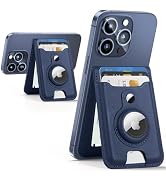 HiWe for Magsafe Wallet Stand with Airtag Holder, Magnetic Card Holder for iPhone 15/14/13/12 Ser...
