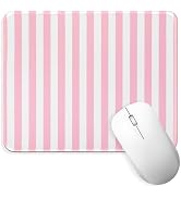 Pink Striped Desk Mouse Pad Cute Mouse Pads Kawaii Aesthetic Laptop Computer Mouse Mat Gaming Wir...