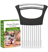 Onion Slicer, Stainless Steel Onion Holder for Slicing with Protective Cover, Onion Cutter Tool, ...
