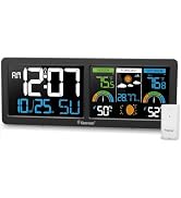 Geevon Weather Stations Wireless Indoor Outdoor Thermometer with Atomic Clock, HD Color Display D...