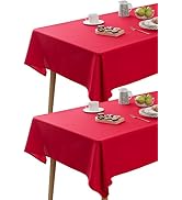 Demetex 2 Pack Red Tablecloth for Rectangle Tables Waterproof Reusable Table Clothes for 6 Foot T...