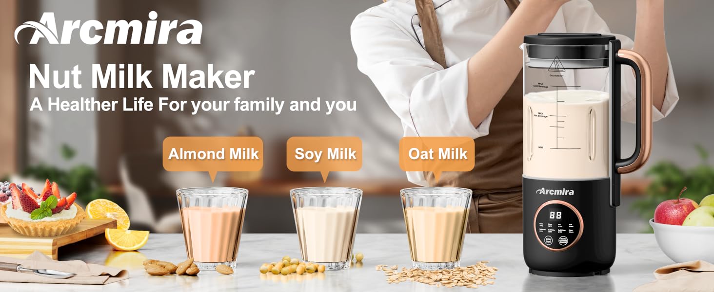 Automatic Nut Milk Maker Almond Milk Maker with Delay Start/Keep Warm/Boil Water