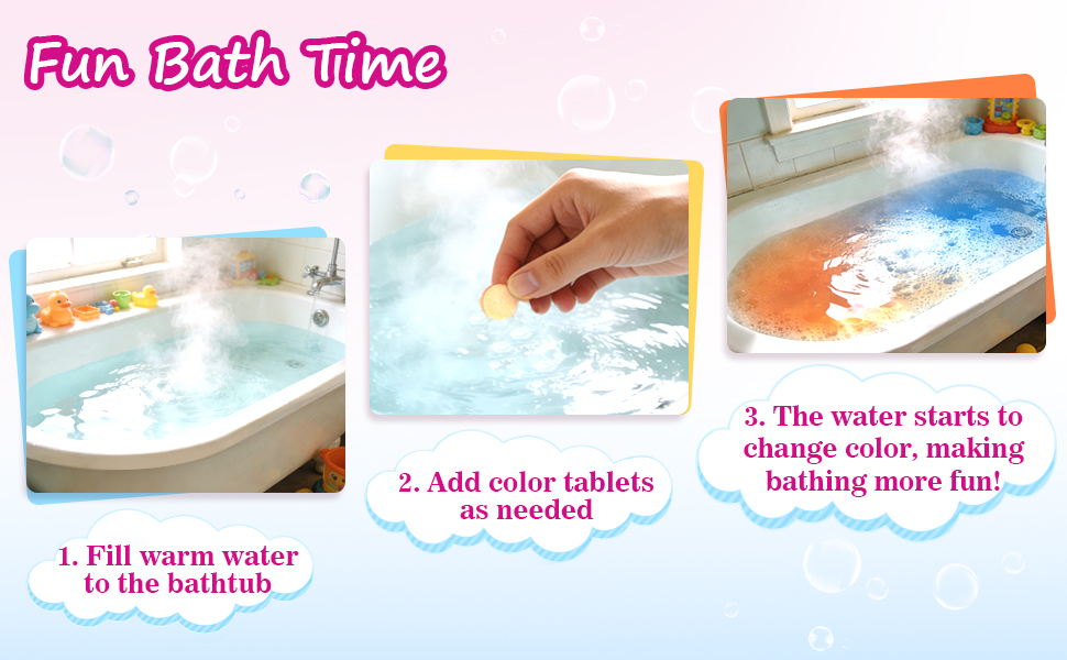 color bath tablets for kids