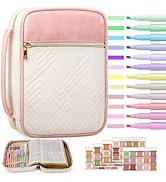 BellaHold Quilted Vegan Leather Bible Cover, Color-Blocked Bible Cover Case for Women, Bible Carr...