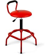 FreekyFit Garage Stool, Adjustable Height Swivel Work Mechanic Shop Stool with Backrest, Pneumati...
