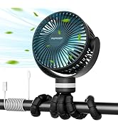 Momcozy 8000mAh Portable Stroller Fan, 27H Ultra-long Battery Life Detachable 4 Speed 360°Rotate ...
