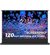 SCREENPRO 120 inch Non-Tensioned Floor Rising Projector Screen, Motorized Pull Up ALR Projector S...