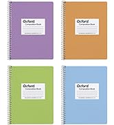 Oxford Spiral Composition Notebooks, 4 Pack, College Ruled Paper, 9-3/4 x 7-1/2 Inches, 80 Sheets...