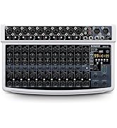 BOMGE 12 Channel Professional Audio Mixer, Bluetooth Studio Mixer with USB, 48V Power, XLR/RCA In...
