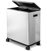 HOLDN’ STORAGE Trash & Recycling Bin for Home Kitchen - Removable Buckets, Stainless Steel with F...