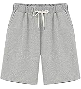 FABEILAI Women's Knee-Length Bermuda Casual Shorts with Elastic Waist Drawstring