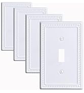 Kisrvopn Metal Outlet Covers Wall Plates, White Beadboard Switch Plate Cover, Receptacle Light Sw...