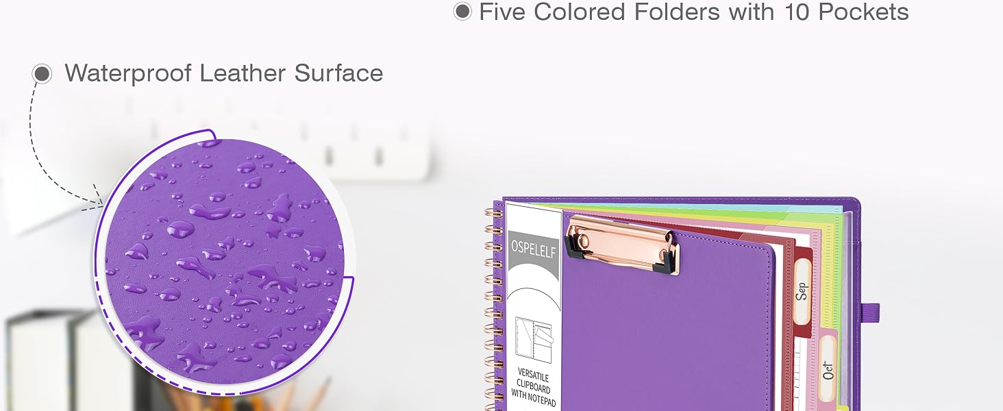 spiral clipboard with folders