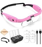GUOUBUO Magnifying Glass with Light, 1.5X-5.0X Magnifying Glasses, Rechargeable Magnifier Headset...
