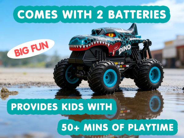 remote control monster truck dinosaur car cyan 06