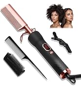 Hot Comb for Wigs Human Hair,Curling Iron with 12 Temp Settings Heating Up to 450°F,Pressing Comb...