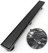 WEBANG 24 Inch Shower Linear Black Drain Rectangular Floor Drain with Accessories Reversible 2-in...