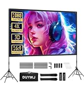 Projector Screen with Stand,DUYIKJ 120 inch Portable Outdoor Indoor Projector Screen Rear Front P...