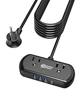 SUPERDANNY Power Strip with USB, 9.8ft Mini Desktop Charging Station with 2 Wide-Spaced Outlets &...