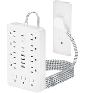 Power Strip Surge Protector - Multiple Outlet Wall Plug with 11 AC Outlets, 6 USB Ports (2 USB C)...