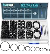 KEZE 400 Pcs Hydraulic O-Ring Flat Face Fittings 9 Size Buna-N 70A O Rings Seal Kit for Hydraulic...