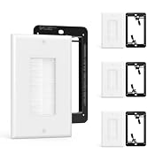 VCE Brush Wall Plate Cable Pass Through with Bracket, White, 4-Pack | Single Gang, Low Voltage Ca...