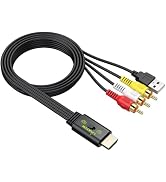 LiNKFOR RCA to HDMI Converter, 1080P AV to HDMI Converter, 16:9/4:3 Conversion Mini Composite CVB...