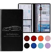 Peisicne Car Registration and Insurance Card Holder for Women Men, Black Glove Box Paperwork Orga...