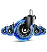 ASHGOOB 3 Inch Office Chair Wheels Set of 5, Heavy Duty Replacement Casters for Hardwood Floor & ...