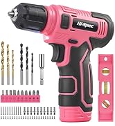 Hi-Spec 8V USB Pink Power Drill Driver & Screw Bit Set for Women. Ladies Cordless & Rechargeable ...